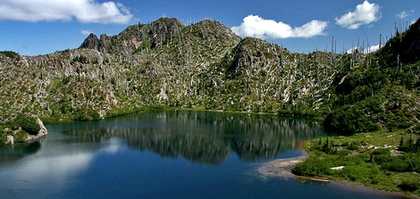 Panhandle Lake in the Mt St Helens National Volcanic Monument