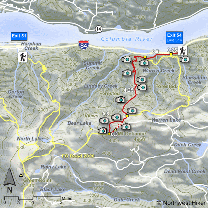 Mt Defiance Hike map